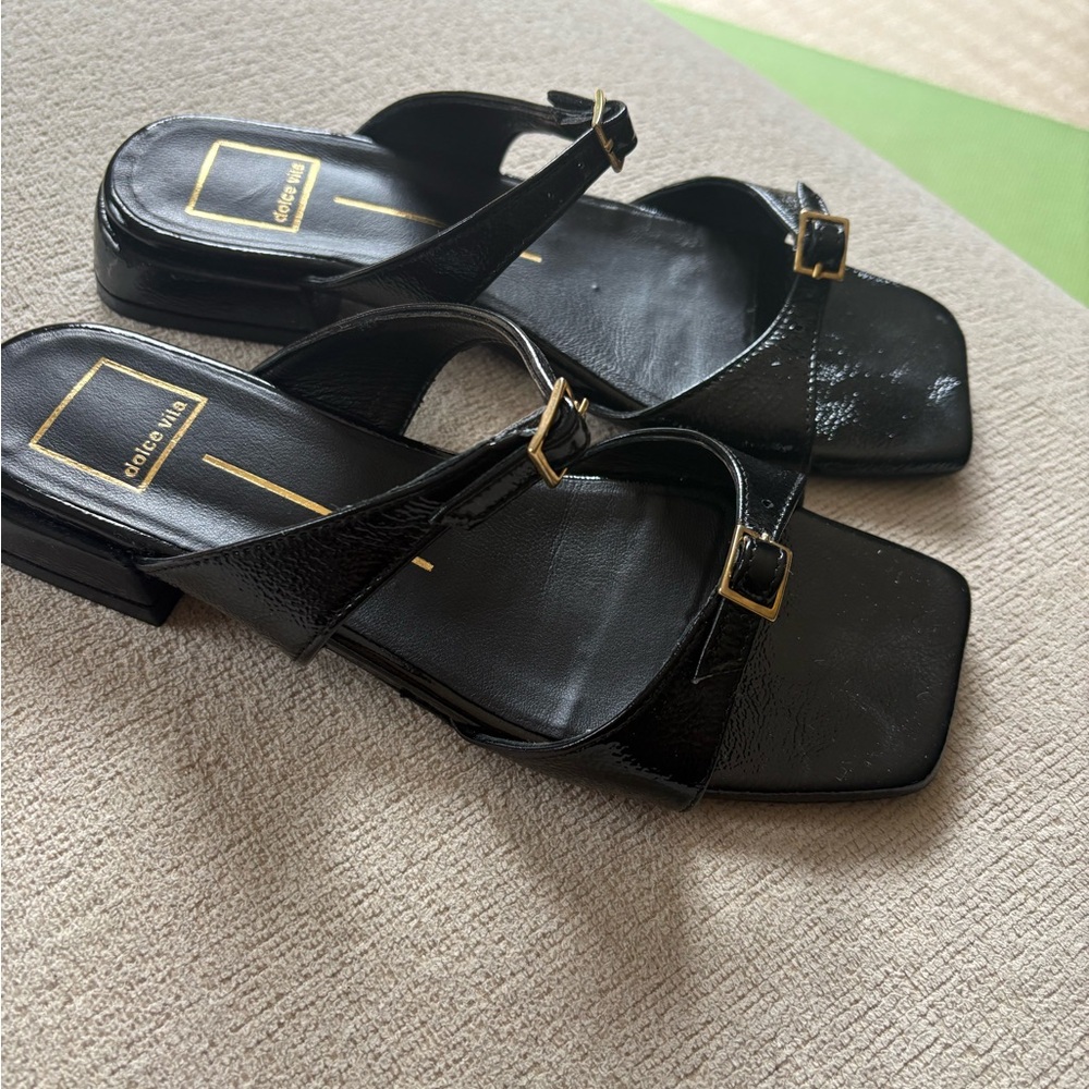 Dolce Vita Black Sandals Minimalist Square Toe